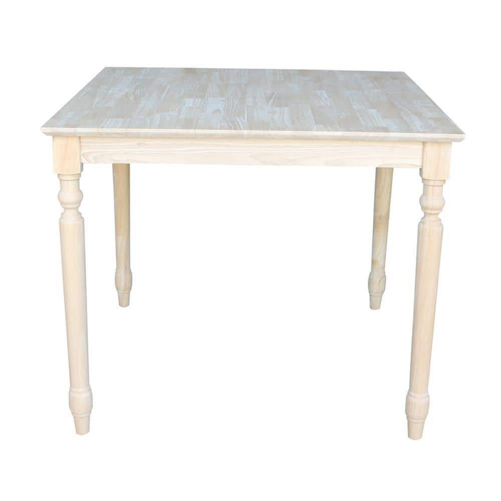 36" Light Unfinished Rubberwood Square Dining Table