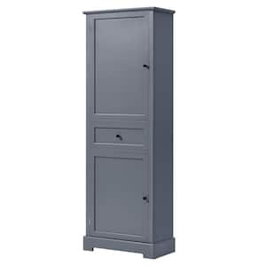 22.24 in. W x 11.81 in. D x 65.15 in. H Gray MDF Freestanding Linen Cabinet with Adjustable Shelf and 2-Doors