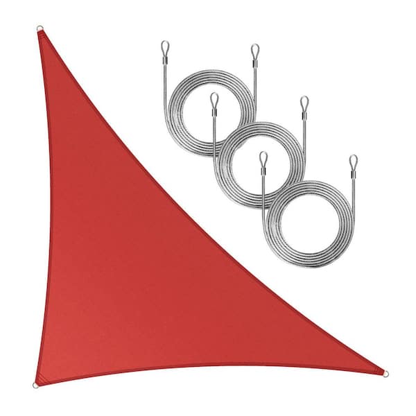 ShadeMart 24 ft. x 24 ft. x 33.9 ft. Red Right Triangle Sun Shade Sail Canopy with Rope