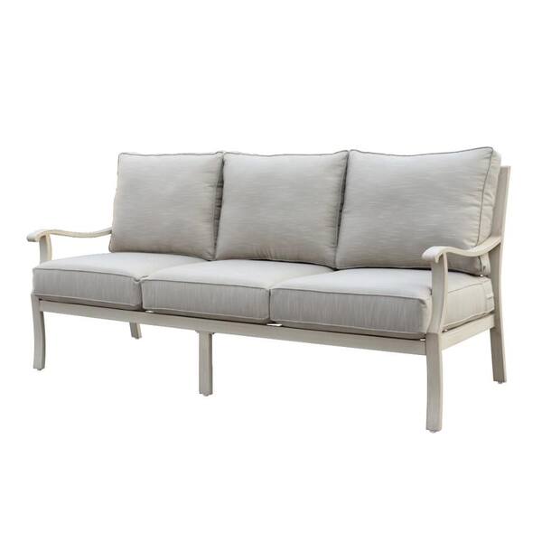 Courtyard Casual Torino Collection Aluminum Outdoor Sofa with Beige Cushions