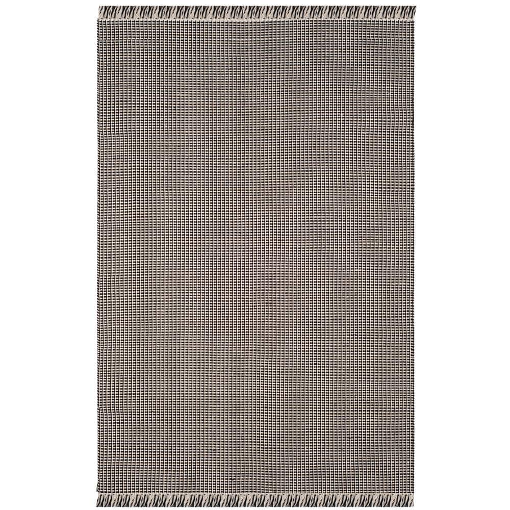 Coastal Charm Ivory & Black Cotton 6' x 9' Flat-Weave Rug