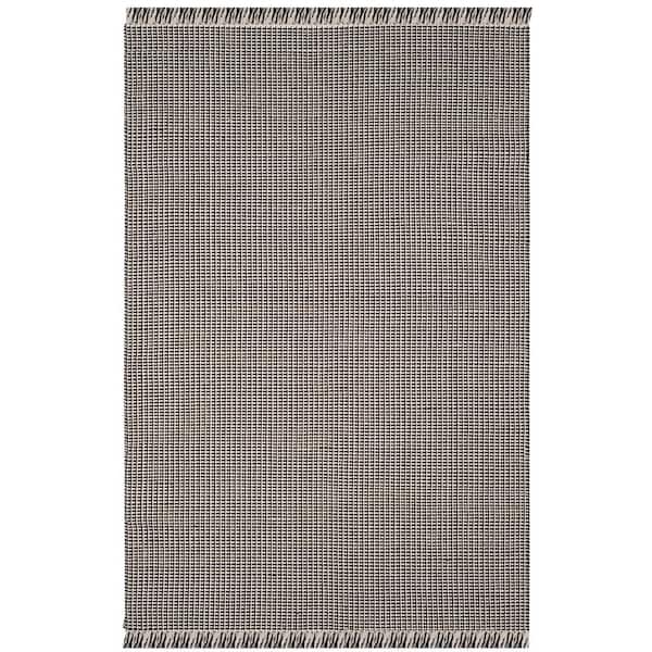 Montauk Ivory/Black 6 ft. x 9 ft. Multi-Striped Solid Area Rug