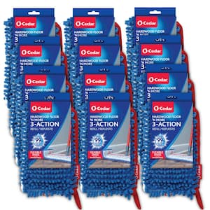 Hardwood Floor N More 3-Action Mop Head Replacements, Machine Washable Microfiber Refill (12-Pack)