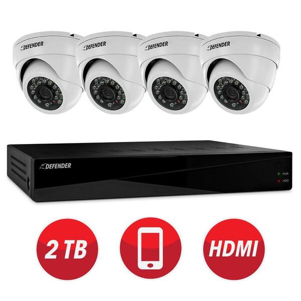 Defender Connected Pro 8-Channel 960H 2TB Surveillance System with (4) 800TVL Camera