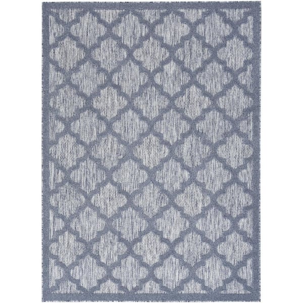 Denim Blue 5 ft. x 7 ft. Woven Polypropylene; Polyester Indoor/Outdoor Area Rug