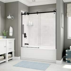 Utile Metro 32 in. x 60 in. x 81 in. Bath and Shower Kit with New Town Left Hand Drain in Marble Carrara