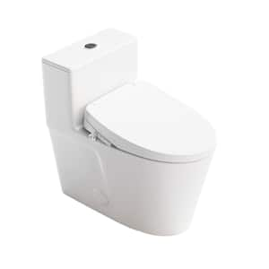 Elongated Electric Bidet Toilet Combo Dual Flush 1.0/1.6 GPF in White with Heated Seat, Warm Water, Dryer, Soft Close