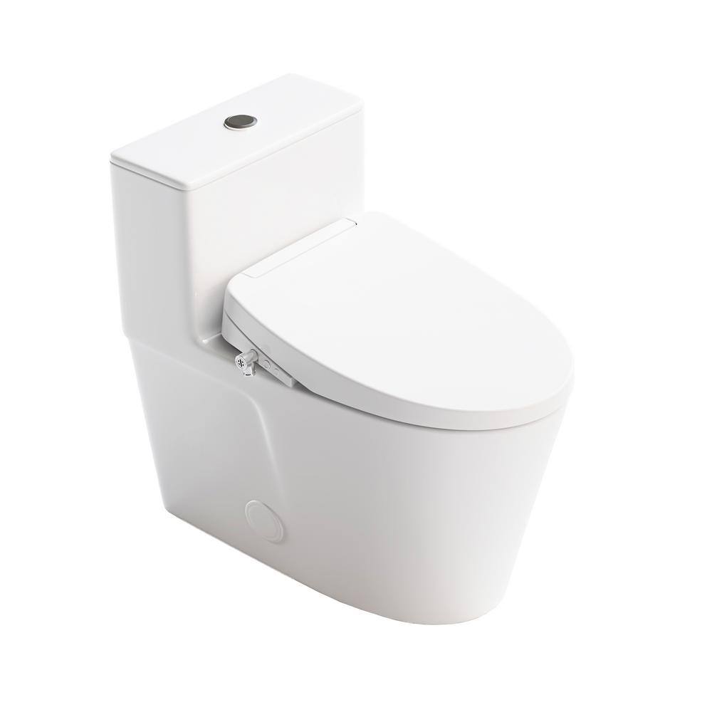 White Ceramic Elongated Dual Flush Bidet Toilet Combo