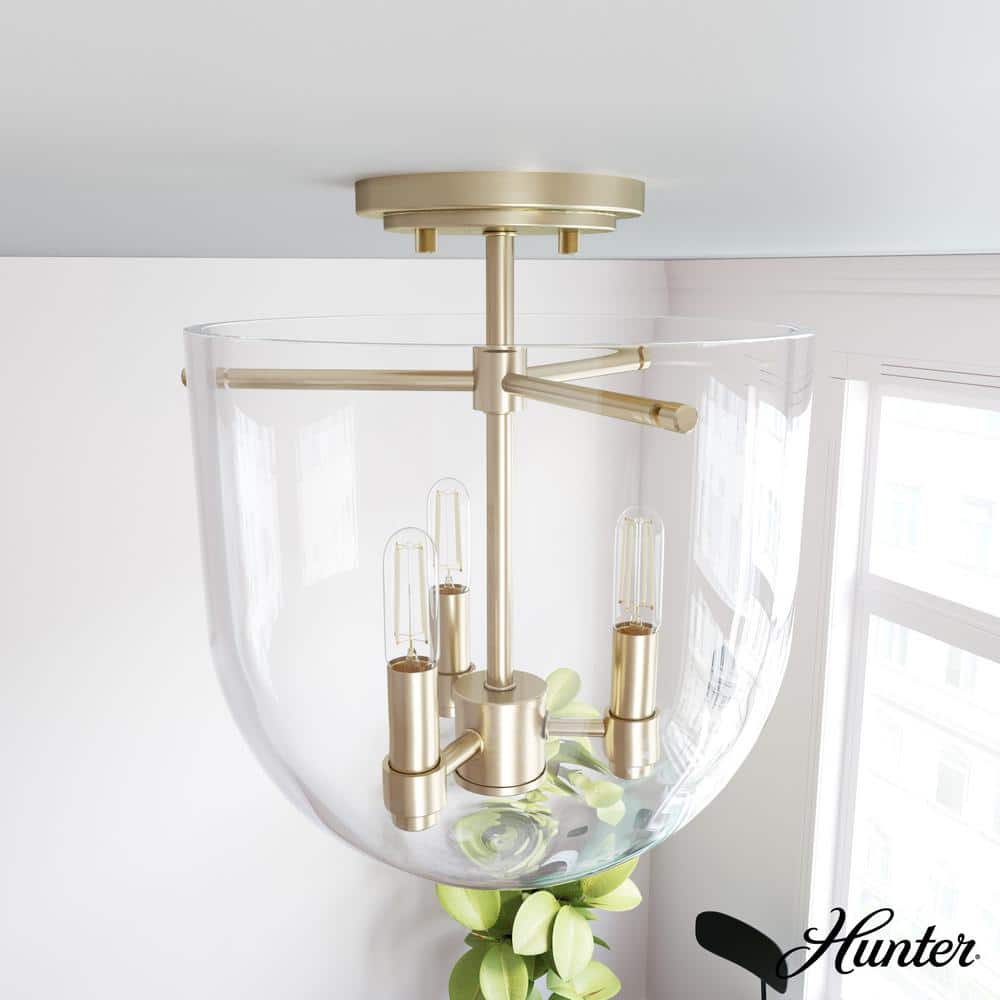 Alturas Gold Clear Glass Modern Semi-Flush Mount Light