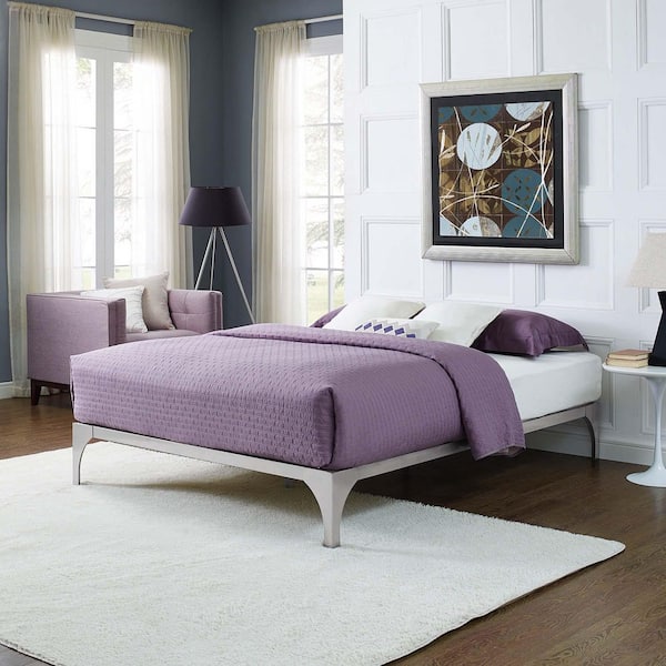 MODWAY Ollie Silver Steel Frame King Platform Bed