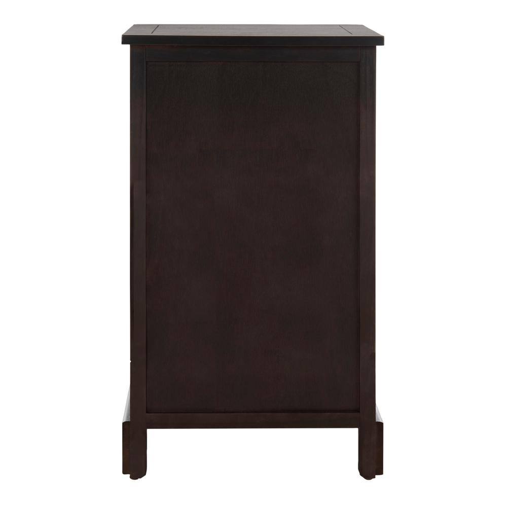 Transitional Brown Pine 3-Drawer Side Table with Woven Baskets