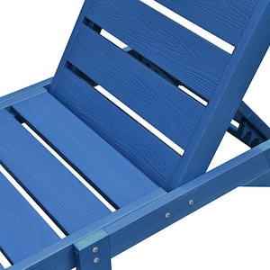 Blue Weatherproof Plastic Outdoor Chaise Lounge Patio Pool Chair