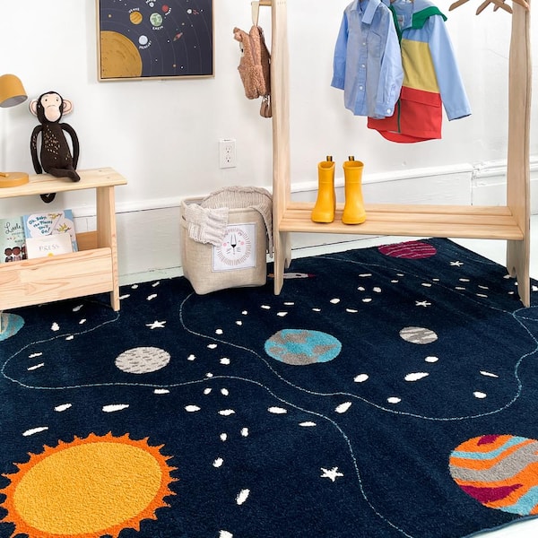 BALTA Space Explorer Navy 3 ft. 11 in. x 5 ft. 7 in. Novelty Area