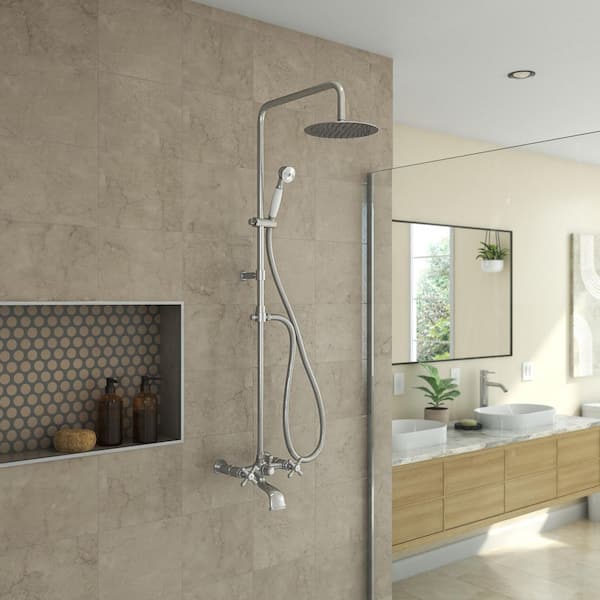 Abyss 8 in. x 21 in. 1/4 in. Shower Faucet Set with Handshower in Brushed Nickel