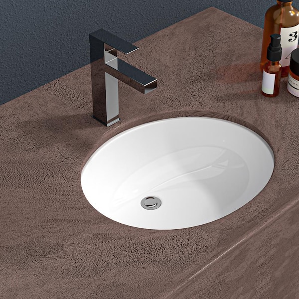 Staykiwi 17 in. Undermount Oval Bathroom Sink in White Ceramic with Overflow
