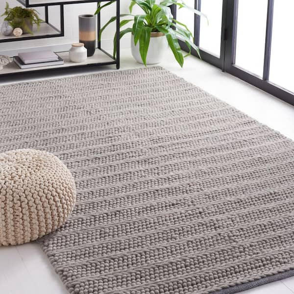 Natura 10 ft. x 14 ft. Gray Basket Striped Area Rug