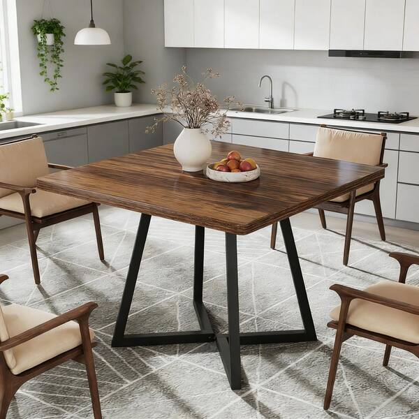 Vintage Square Wood Outdoor Dining Table, Wood Kitchen Table