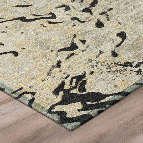 Chantille Machine Washable Indoor/Outdoor Abstract ACN3163 Black 9 ft. x 12 ft. Area Rug