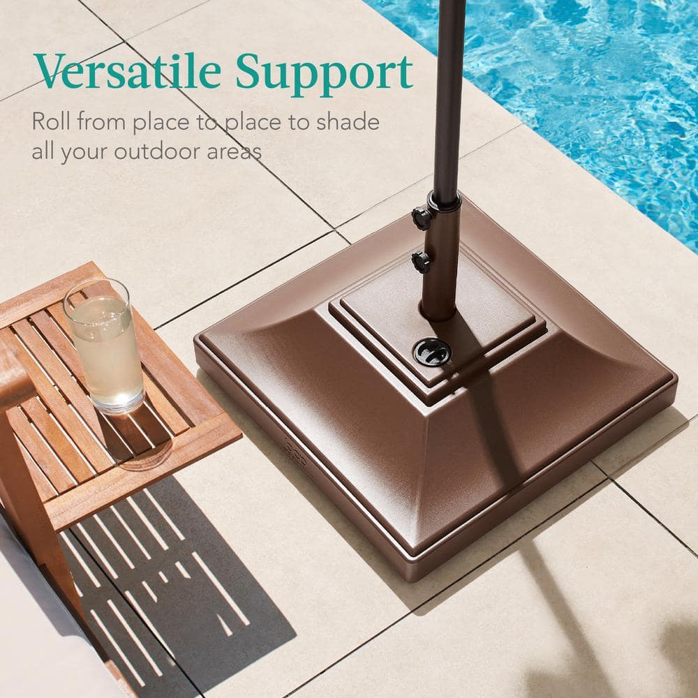Brown Heavy-Duty Concrete Mobile Umbrella Base with Wheels