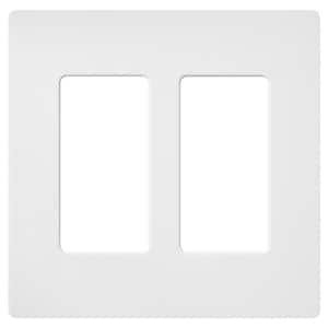 Claro 2 Gang Wall Plate for Decorator/Rocker Switches, Satin, Snow (SC-2-SW) (1-Pack)