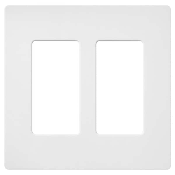 Lutron Claro 2 Gang Wall Plate for Decorator/Rocker Switches, Satin, Snow (SC-2-SW) (1-Pack)
