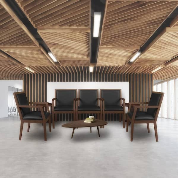 Vinyl Regent WallGuard Reception Wood Side Chair in Black