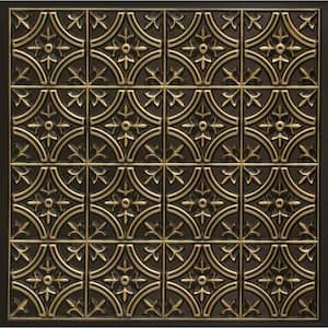 Scarlette Antique Brass 2 ft. x 2 ft. PVC Faux Tin Glue Up or Lay In Ceiling Tile (40 sq.ft./Case)