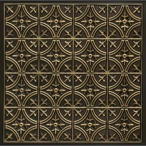 Scarlette Antique Brass 2 ft. x 2 ft. PVC Lay-In Faux Tin Ceiling Tile (100 sq.ft./Case)