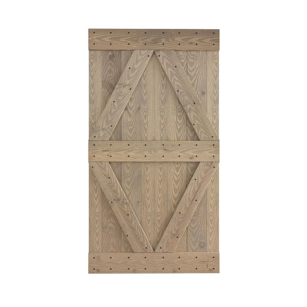 COAST SEQUOIA INC X Series Embossing 42 in. x 84 in. Light Gray DIY Knotty Wood Sliding Door Slab
