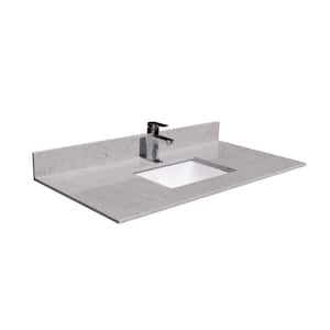 43 in. W x 22 in. D Engineered Stone Composite Vanity Top in Gray with White Rectangular Single Sink and Backsplash