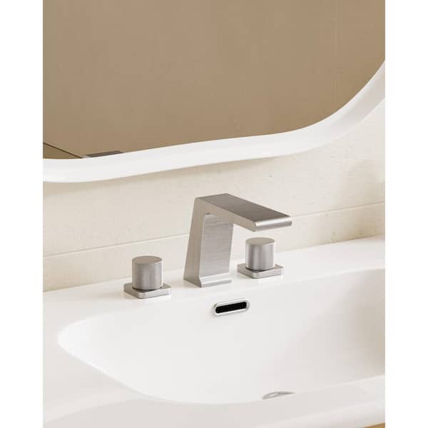 CRANACH 8 in. Widespread 2-Handle Waterfall Spout Bathroom Faucet with Brass Rough-In Valve in Brushed Nickel (1-Pack)