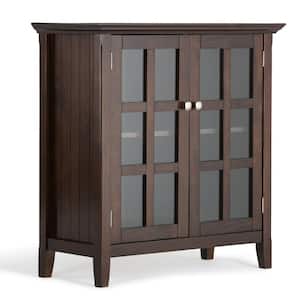 Acadian Solid Wood 35 in. Wide Transitional Low Storage Cabinet in Brunette Brown