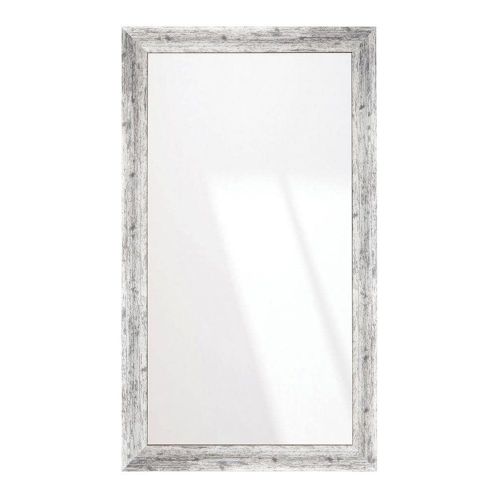 33 in. W x 61 in. H Weathered Timber Inspired Rustic White and Gray Sloped Framed Wall Mirror -  BrandtWorks, 147L4