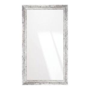 33 in. W x 61 in. H Weathered Timber Inspired Rustic White and Gray Sloped Framed Wall Mirror