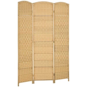 6 ft. Tall Hand-Woven 3 Panel Folding Room Divider Privacy Screen in Nature Wood