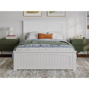 Naples White Solid Wood Frame Full Low Profile Platform Bed with Matching Footboard