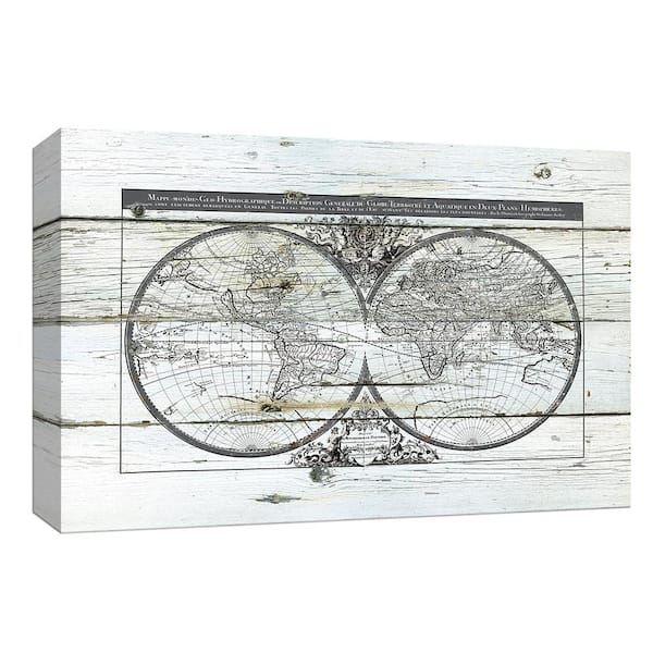 PTM Images 10 in. x 12 in. ''World Map Hemispheres'' Canvas Wall Art