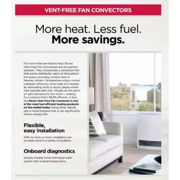 Rinnai FC Series 10,000 BTU 99.9% AFUE Unvented Natural Gas Fan