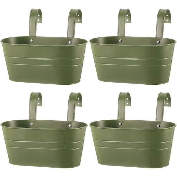 Metal Hanging Flower Pots, 10.6 in. Hanging Rail Planters for Window  Balcony Plants Holder with Hooks(Green, 4-Pieces) DA8QYFQ - The Home Depot