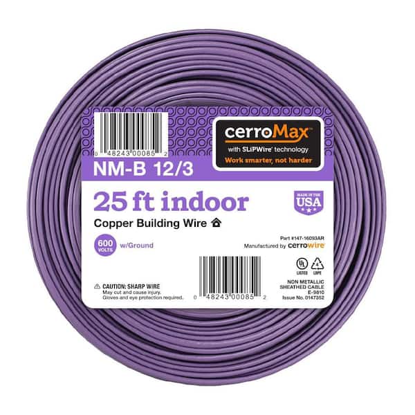 Cerrowire 15 ft. 12/3 Purple Solid CerroMax SLiPWire Copper NM-B