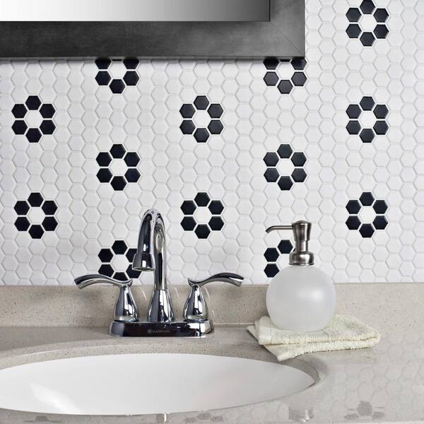 Merola Tile Metro Hex Matte White With, Hexagon Floor Tile Bathroom Home Depot