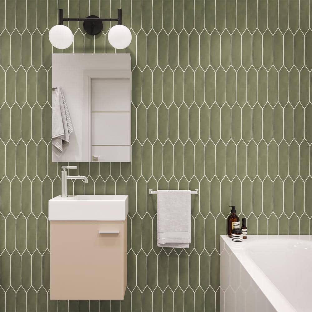 Sandstone Wall-Mounted Bathroom Vanity with White Sink