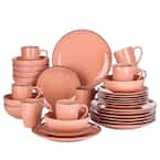 Navia Jardin Pink 32-Pieces Ceramic Dinnerware Set with Dinner Plate, Dessert Plate, Cereal Bowl and Mug (Service for 8)