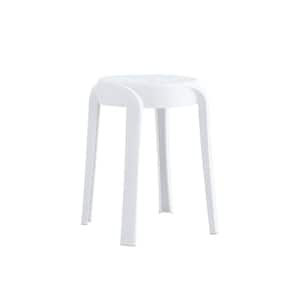 6-Piece White Plastic Round Outdoor Bar Stools for Home, Office, School Classroom