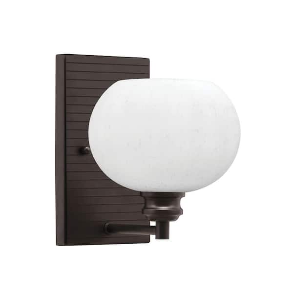 Unbranded Albany 1-Light Espresso Wall Sconce 7 in. White Muslin Glass