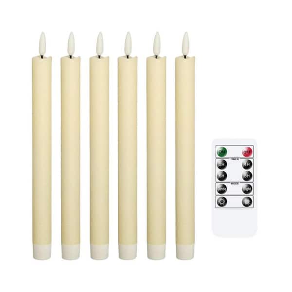 Flameless Taper 9.64 in. x 0.78 in. Ivory Real Wax LED Lantern with Candle 6-Pack