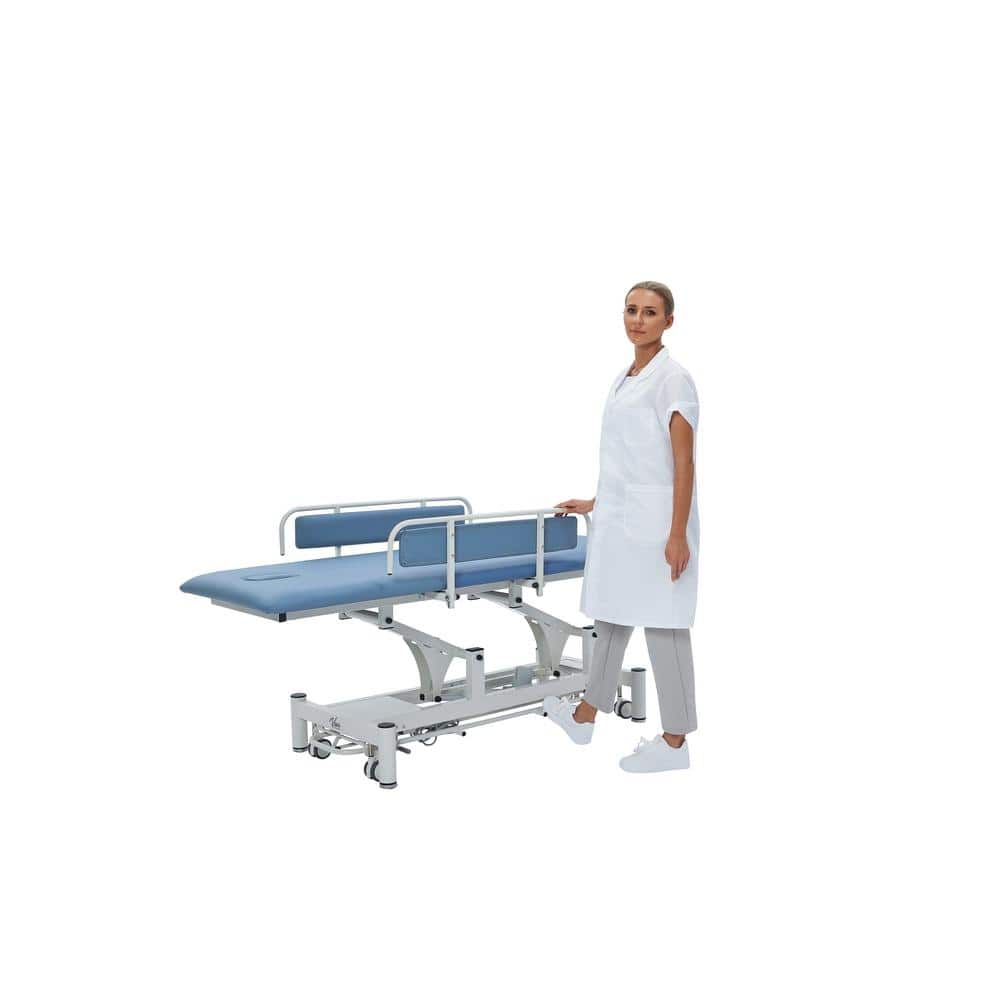 Industrial Rectangular Leather and Steel Adjustable Table