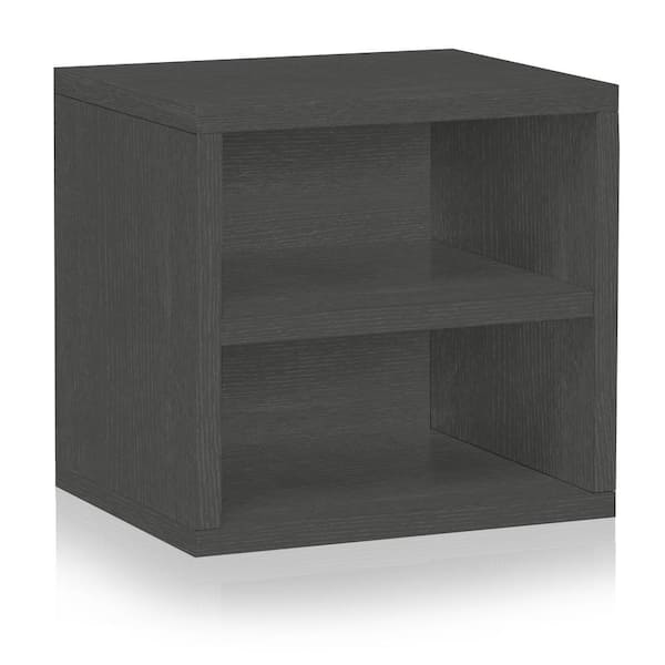 Way Basics 12.6 in. H x 13.4 in. W x 11.2 in. D Charcoal Black zBoard Paperboard Stackable Single Cube Organizer with Shelf