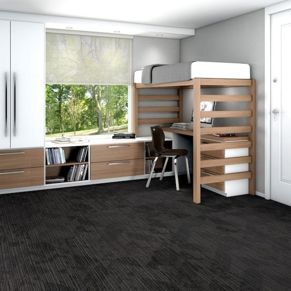 Farmington - Battleship - Gray Commercial 24 x 24 in. Glue-Down Carpet Tile Square (80 sq. ft.)