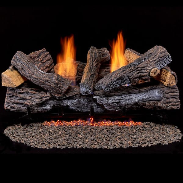 Duluth Forge Ventless Natural Gas Log Set - 30 in. Stacked Red Oak - 33,000  BTU - Manual Control 210074 - The Home Depot